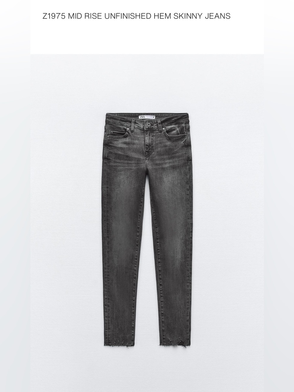 EUC Zara Mid Rise Unfinished Hem Skinny Jeans in Grey Size 28